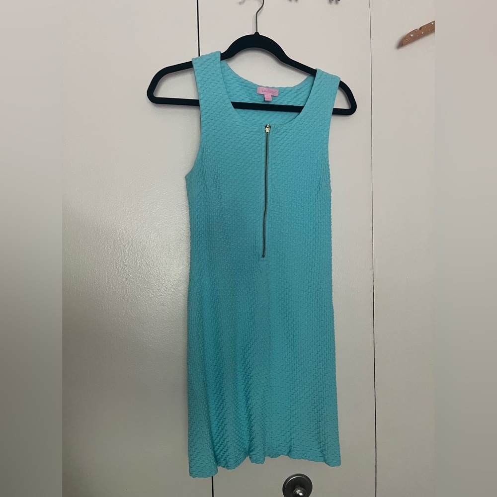 Women’s Lilly Pulitzer Teal Blue Waffle Weave Tank Top Dress